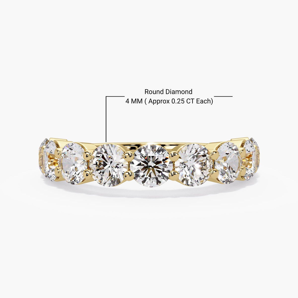 Nine stone round diamond anniversary band in 14K yellow gold