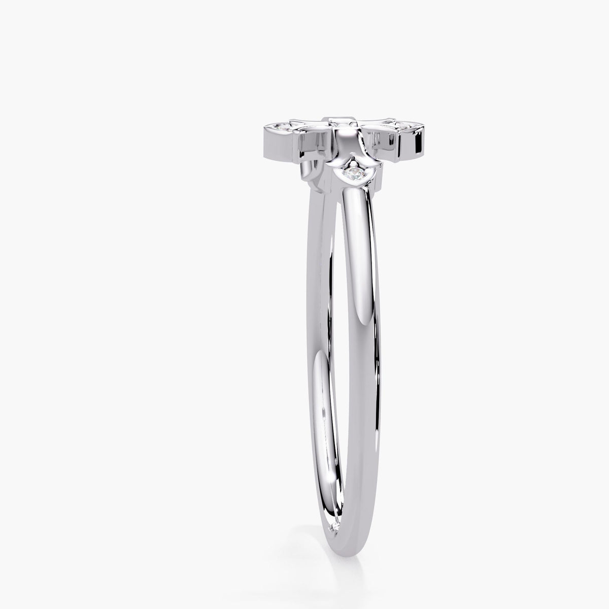 14K white gold cross ring for women with 0.02 ctw of diamonds