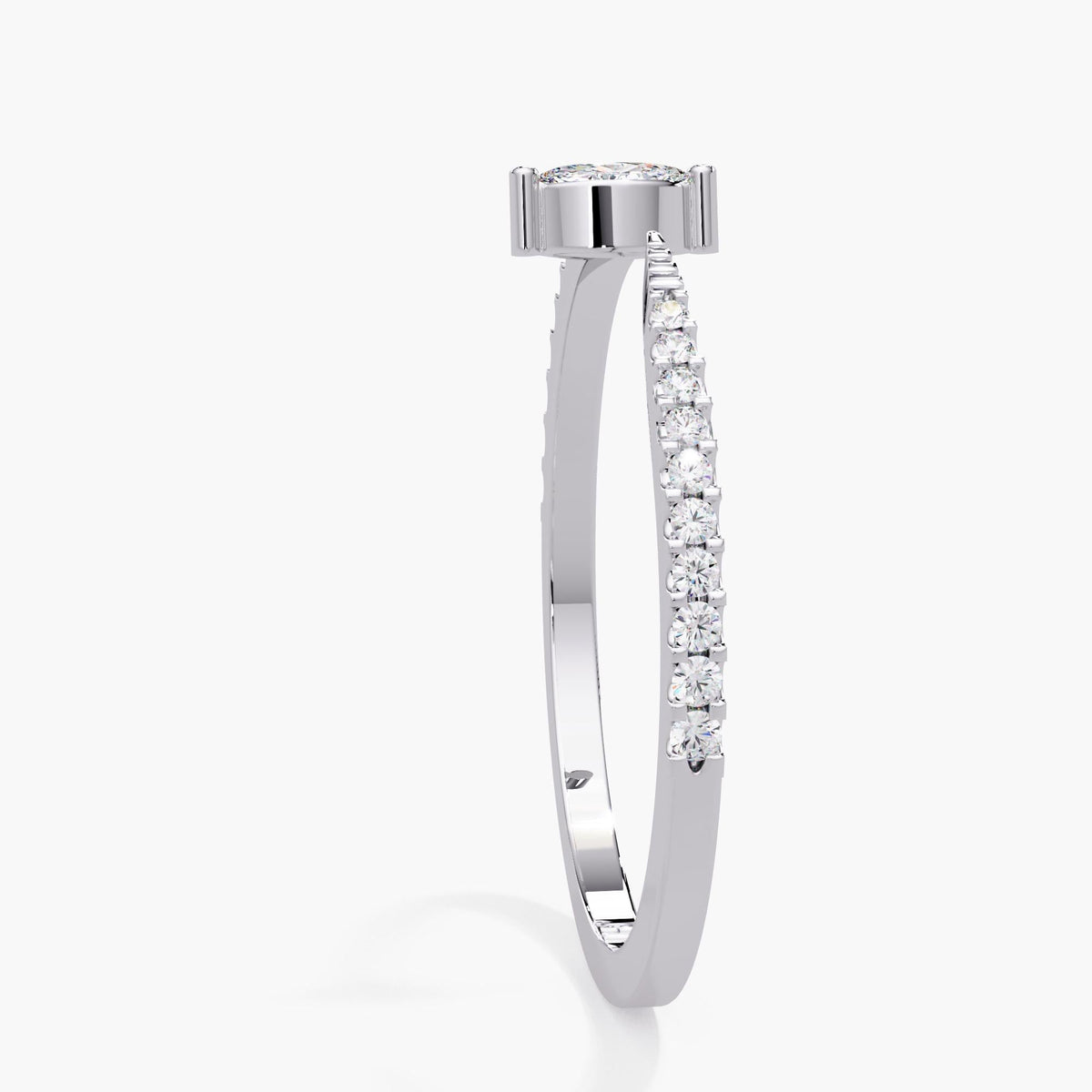 14K white gold adjustable cuff ring with 0.16 ctw of lab diamonds