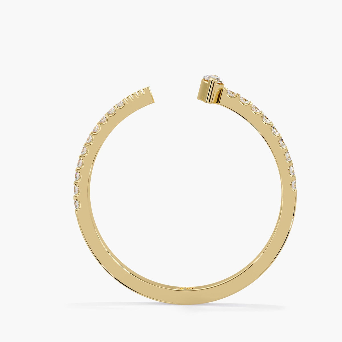 Dainty 14K yellow gold pinky ring with nineteen graduated pavé diamonds