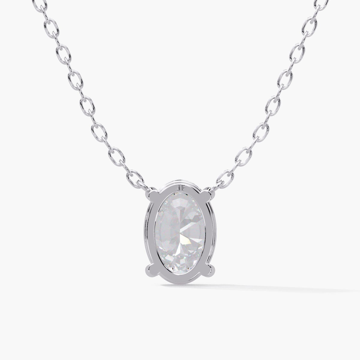 oval diamond pendant in solid white gold