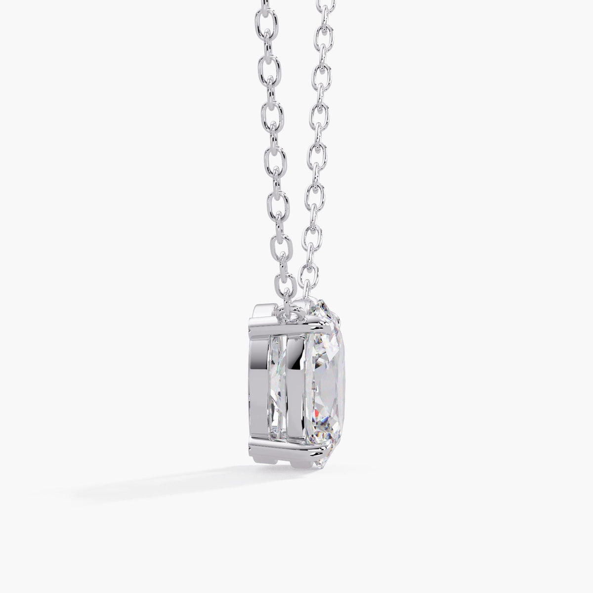14K white gold solitaire necklace with IG certified D VVS lab grown oval diamond 1-4CT