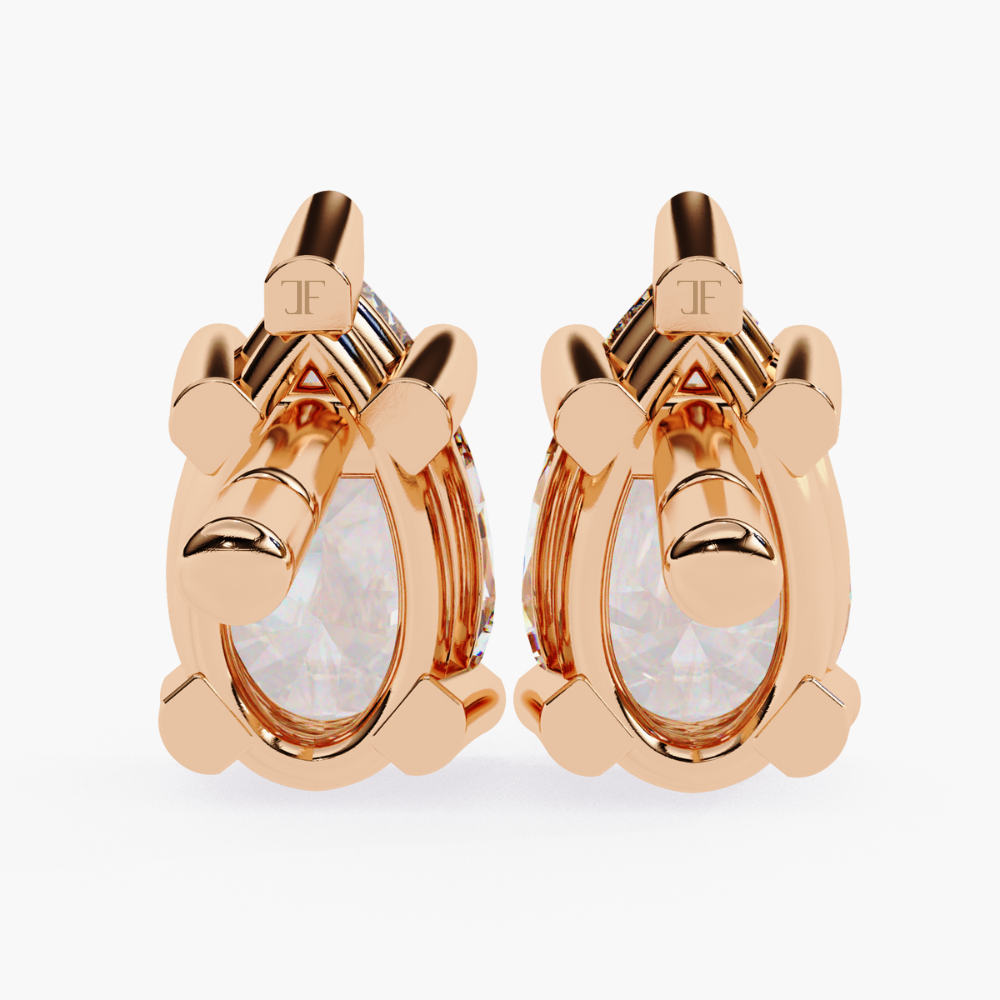 Pear-Shaped Natural Diamond Stud Earrings | 14K Gold