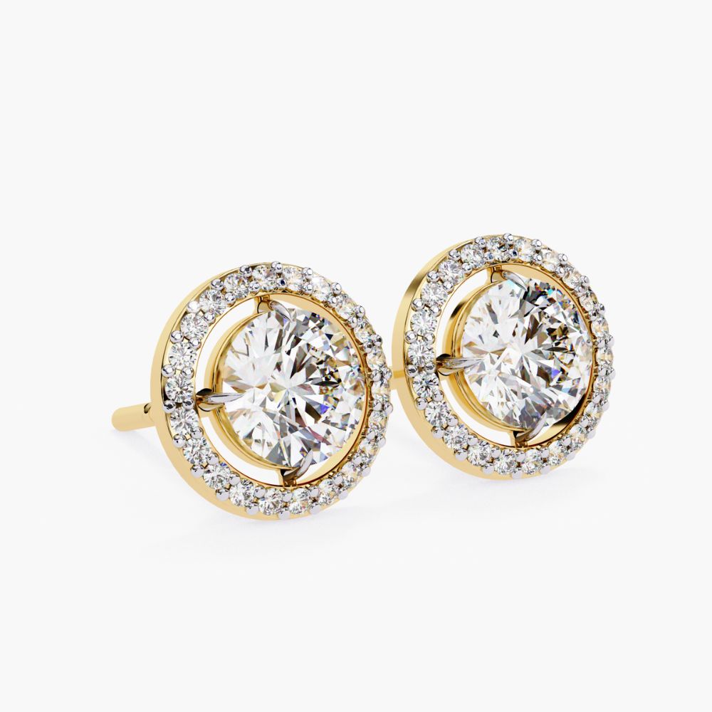 Lab Grown Diamond Cluster Stud Earrings | 14K Gold
