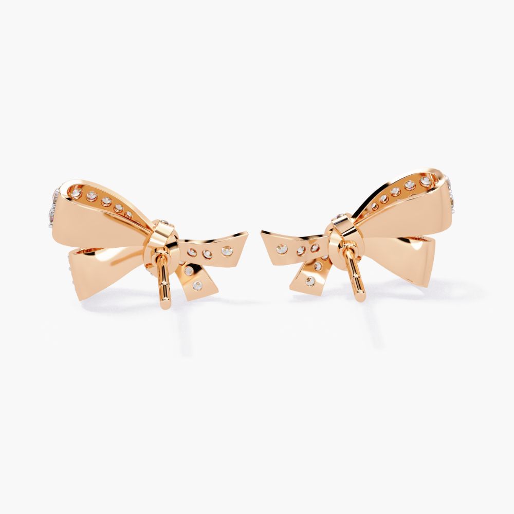 Bow Design Stud Earrings | Lab Grown Diamonds | 14K Gold