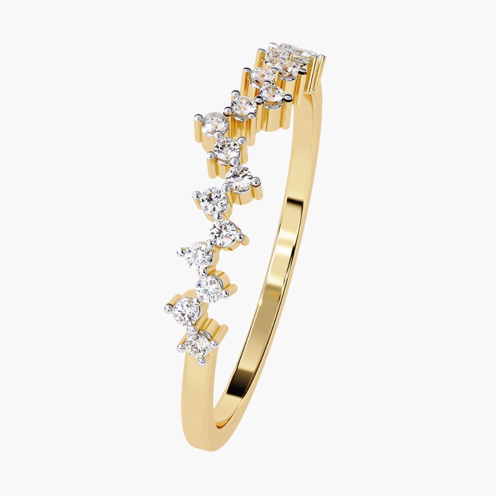 Curved Diamond Wedding Band | Natural Diamonds | 14K Gold