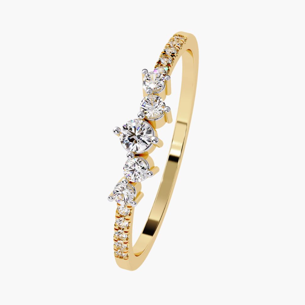 Unique Curved Cluster Ring | Lab Grown Diamonds | 14K Gold