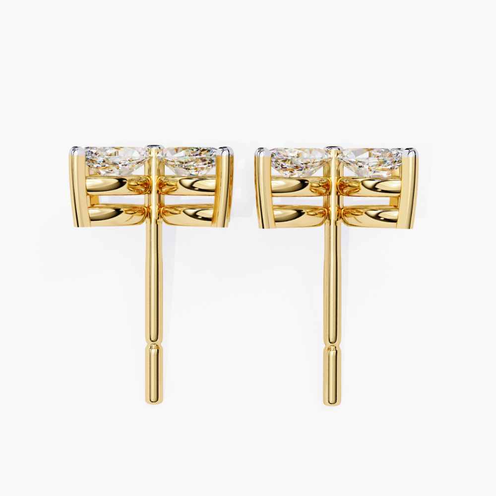 Marquise-Cut Lab Grown Diamond Flower Stud Earrings | 14K Gold