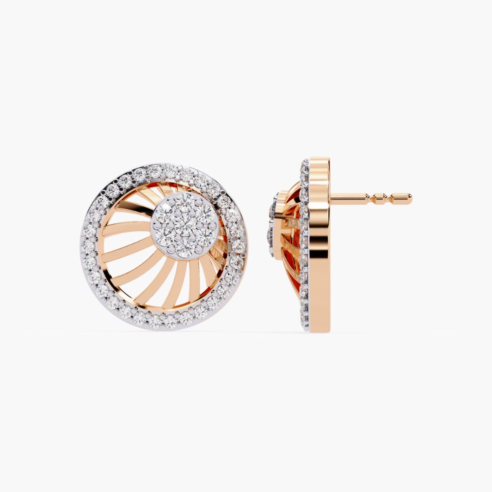 Diamond Cluster Circle Earrings | Lab Grown Diamonds | 14K Gold