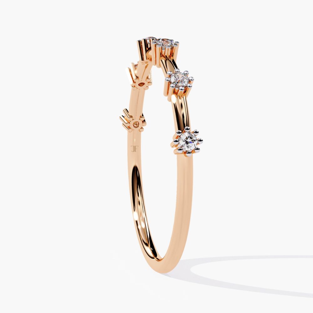 Dainty Natural Diamond Wedding Band | 14K Gold