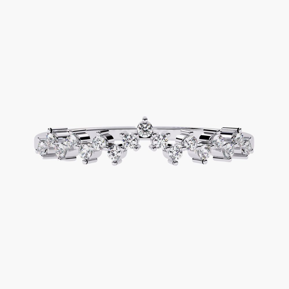 Curved Diamond Wedding Band | Natural Diamonds | 14K Gold