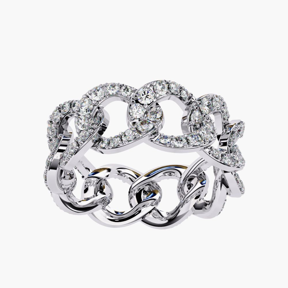 Chain Link Diamond Eternity Ring | Natural Diamond | 14K Gold