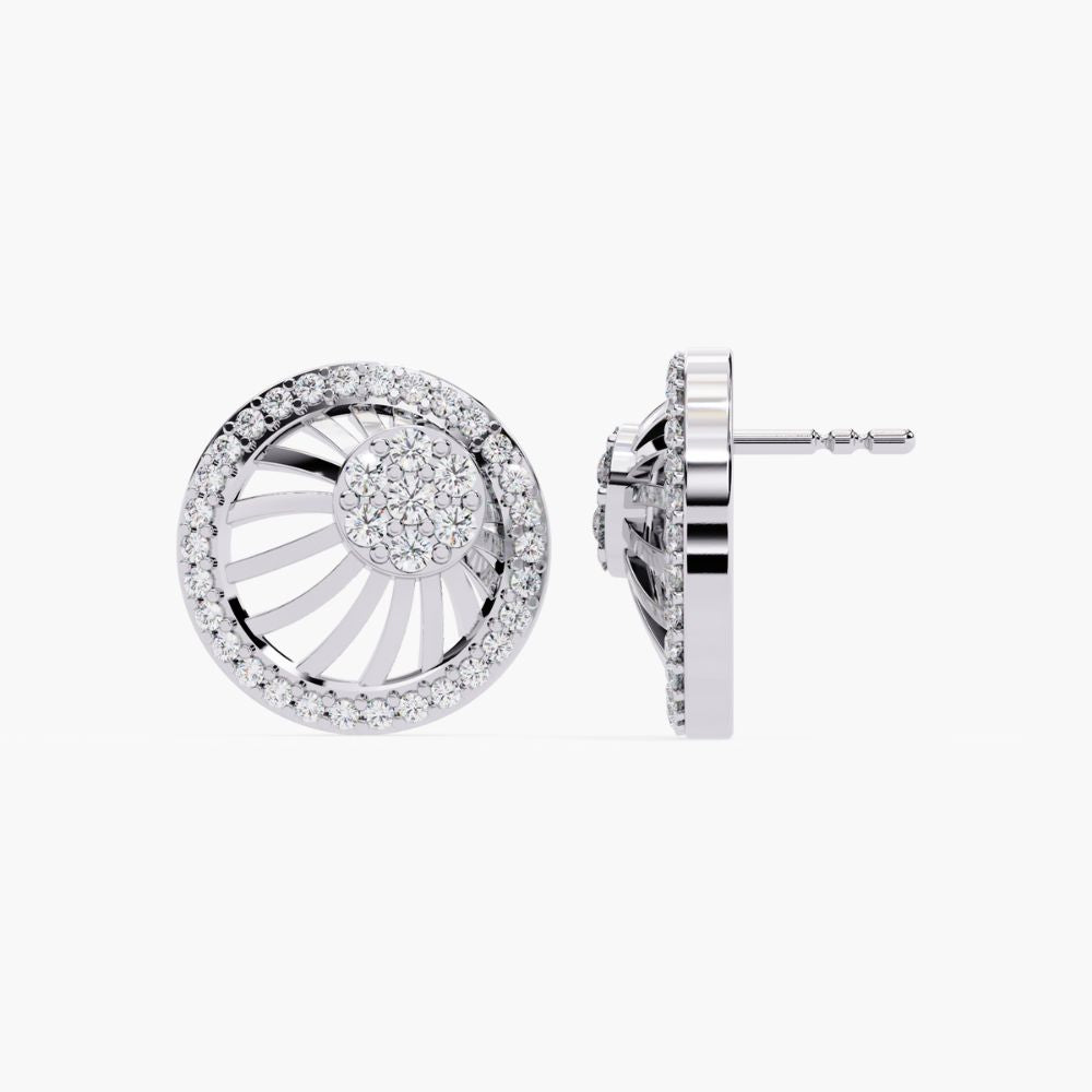 Diamond Cluster Circle Earrings | Lab Grown Diamonds | 14K Gold