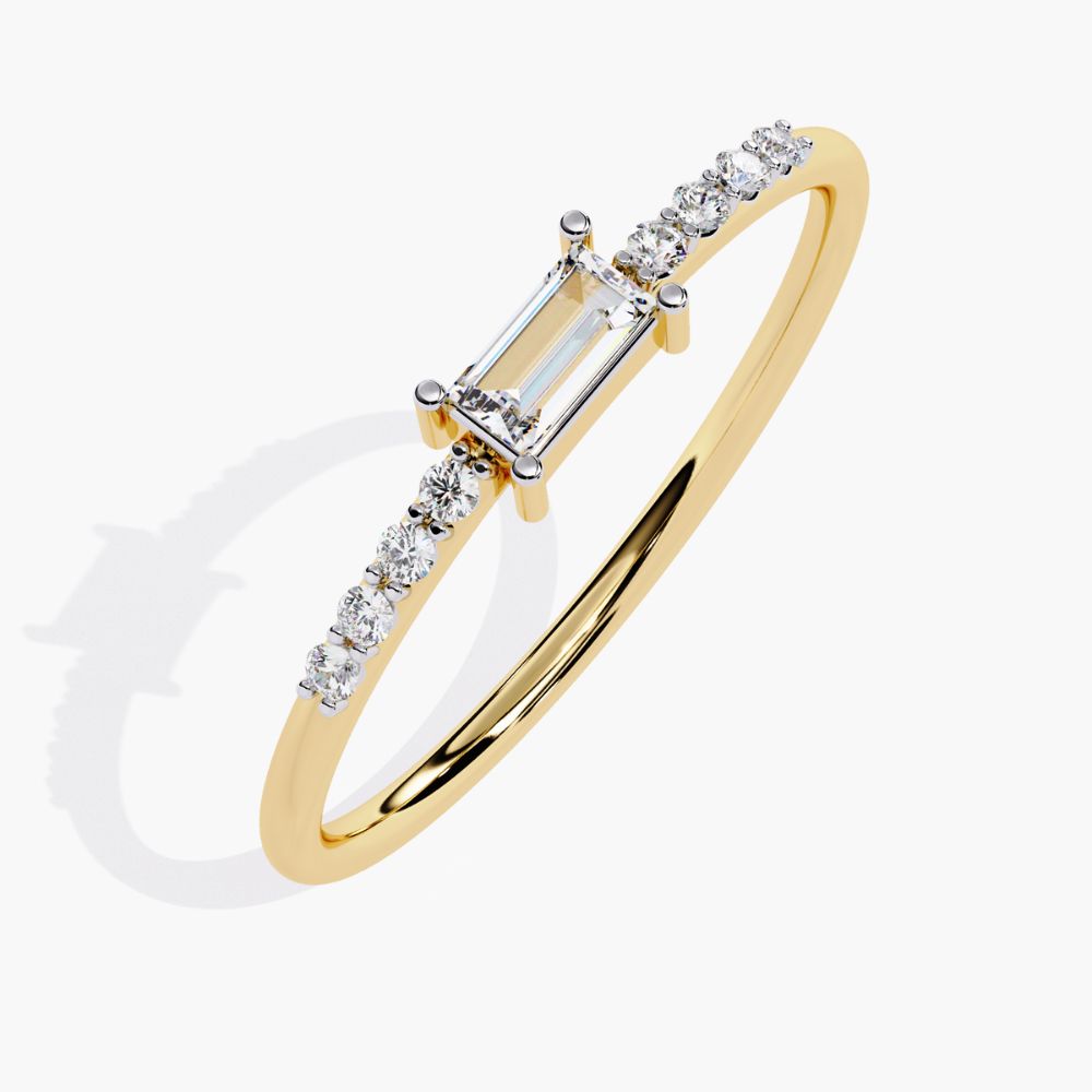 Dainty Baguette Ring | Lab Grown Diamond Elegance | 14K Gold