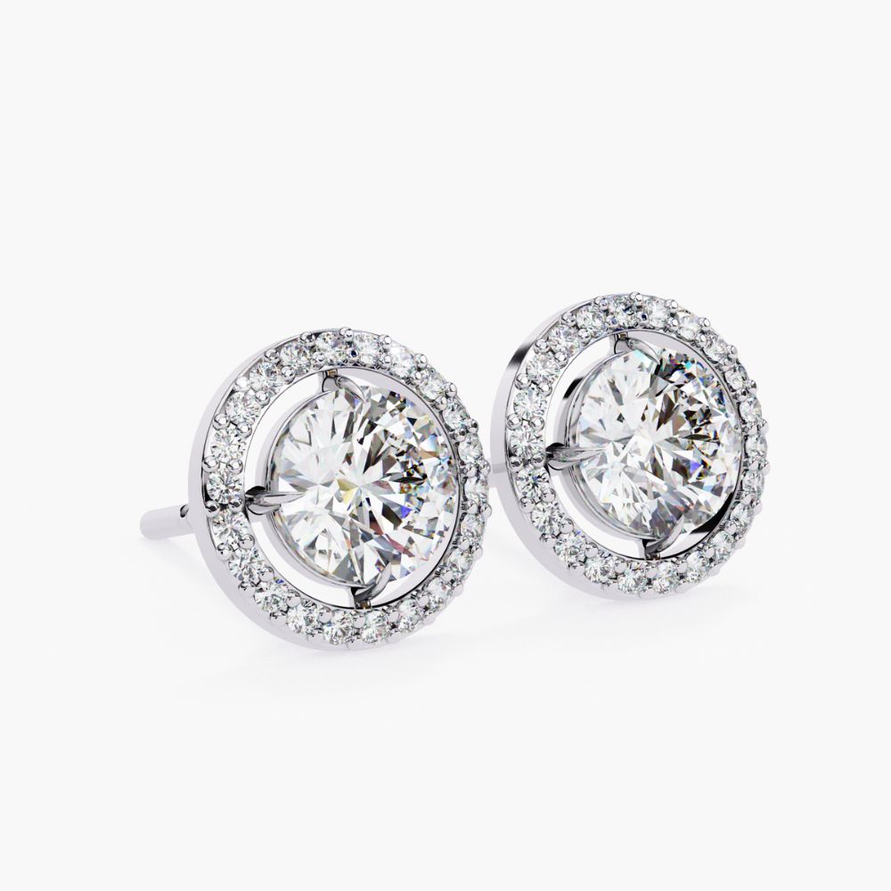 Lab Grown Diamond Cluster Stud Earrings | 14K Gold