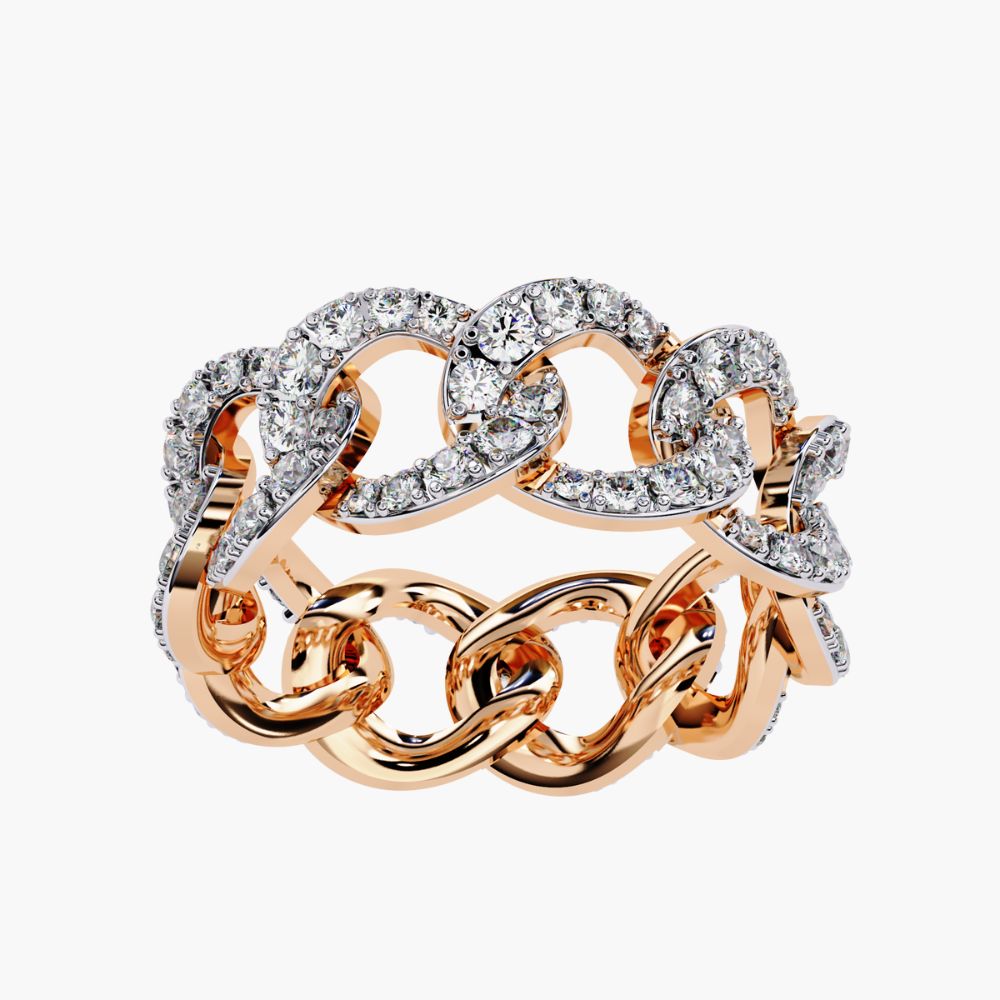 Chain Link Diamond Eternity Ring | Natural Diamond | 14K Gold