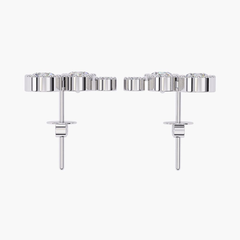 Natural Diamond Ear Climber Stud Earrings | 14K Gold