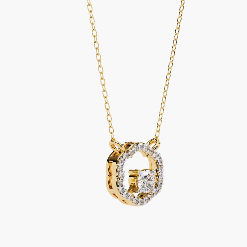 Minimalist Round Natural Diamond Flower Pendant | 14K Gold