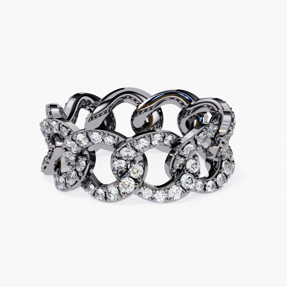 Chain Link Diamond Eternity Ring | Natural Diamond | 14K Gold