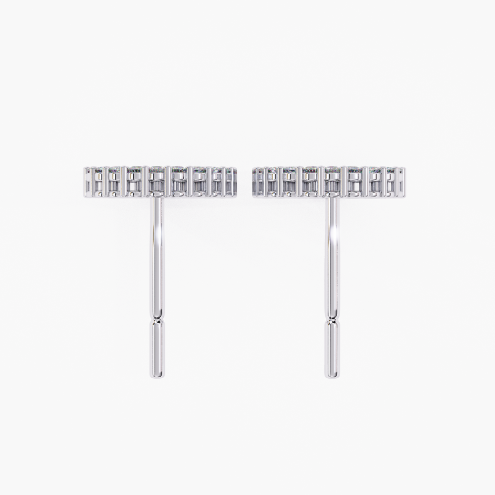 Round-Cut Natural Diamond Circle Stud Earrings | 14K Gold
