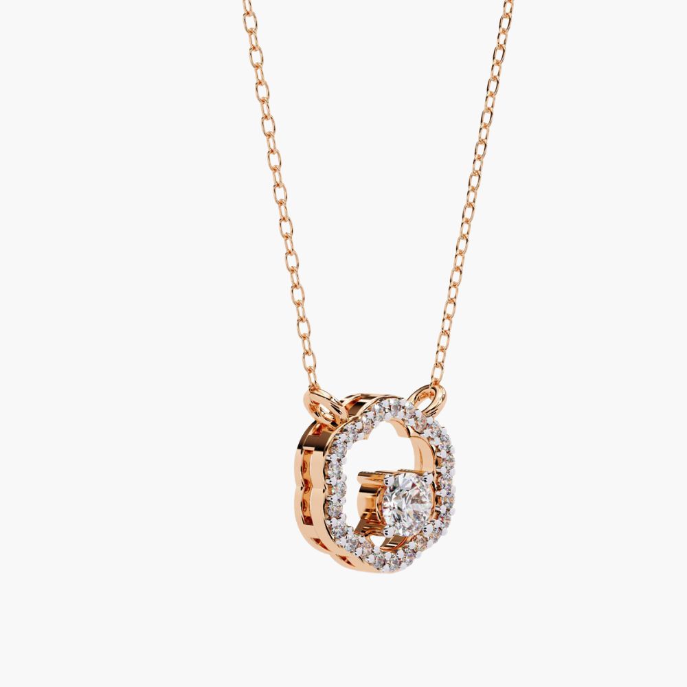 Minimalist Round Natural Diamond Flower Pendant | 14K Gold