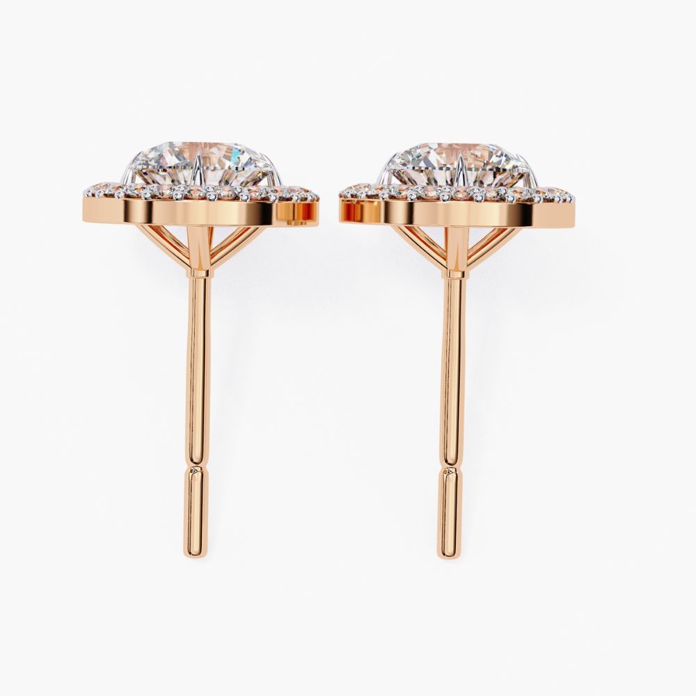 Lab Grown Diamond Cluster Stud Earrings | 14K Gold