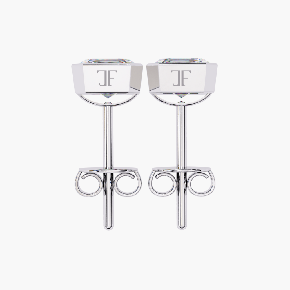 Asscher Cut Lab Grown Diamond Stud Earrings | 14K Gold