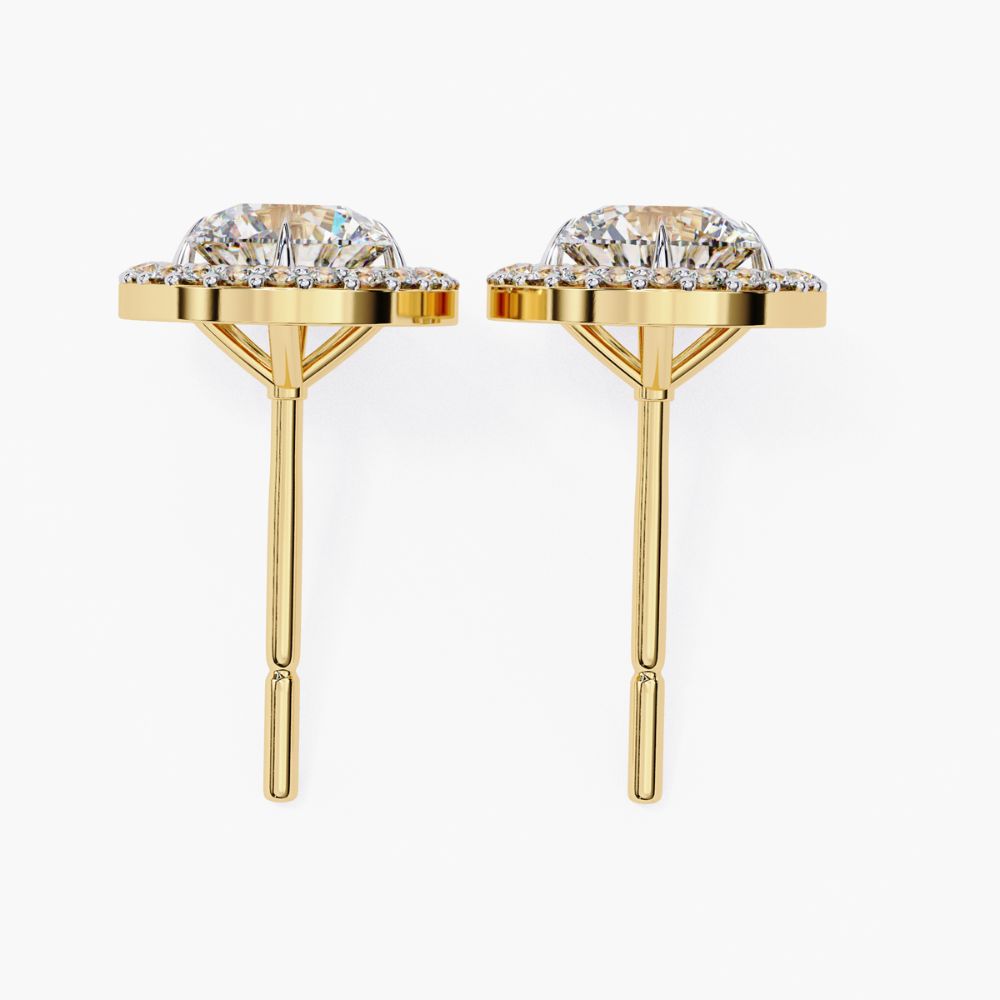 Lab Grown Diamond Cluster Stud Earrings | 14K Gold