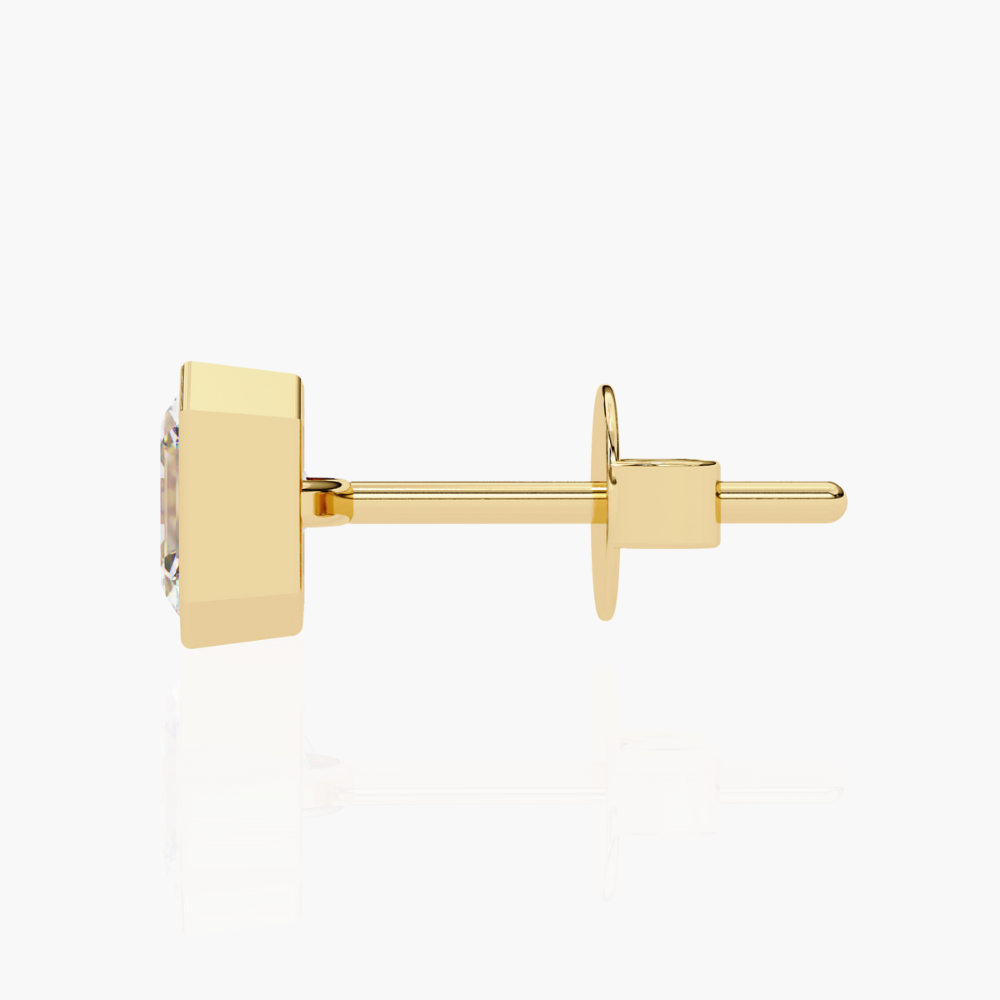 Asscher Cut Lab Grown Diamond Stud Earrings | 14K Gold