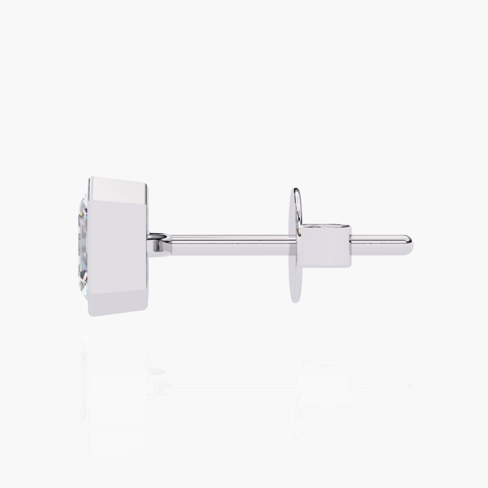Asscher Cut Lab Grown Diamond Stud Earrings | 14K Gold