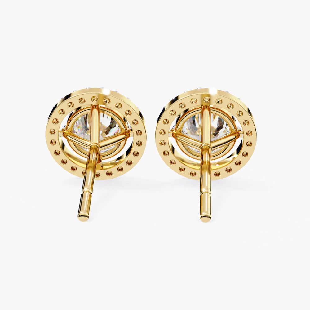 Lab Grown Diamond Cluster Stud Earrings | 14K Gold