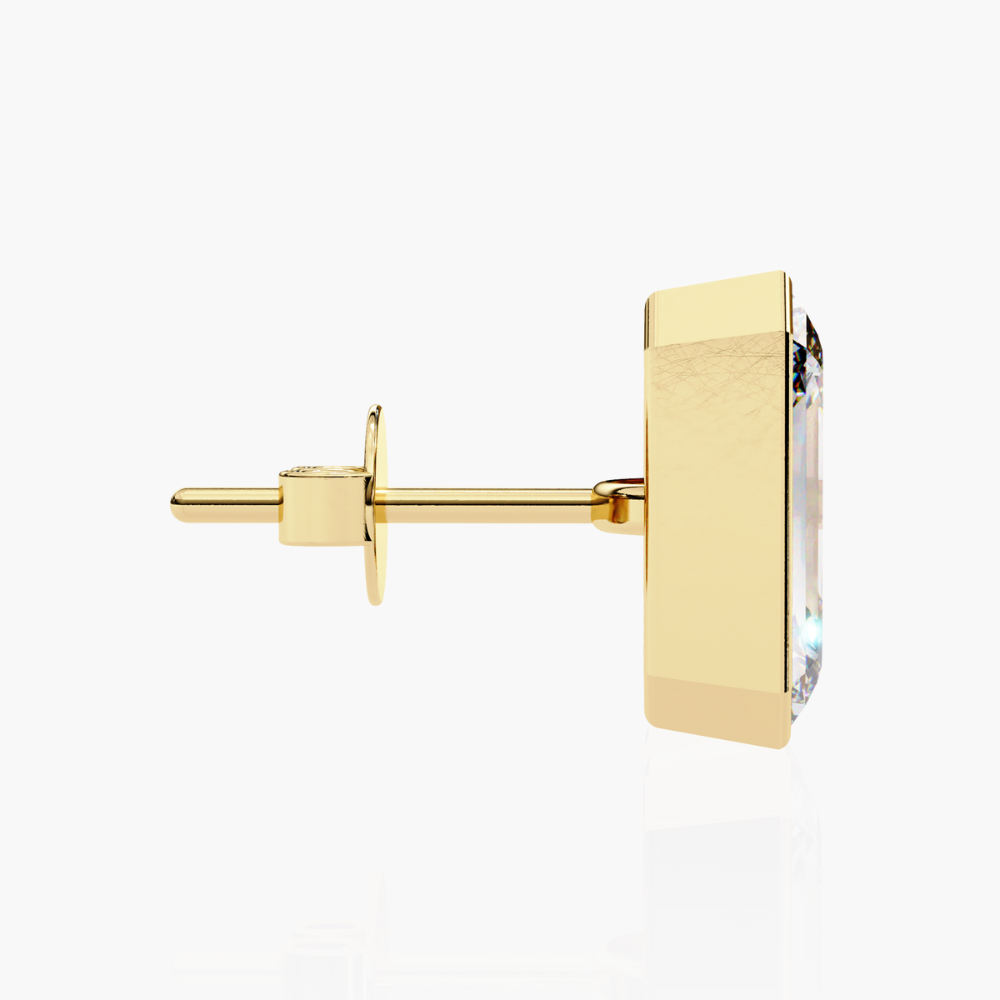 Emerald Cut Lab Grown Diamond Stud Earrings | 14K Gold