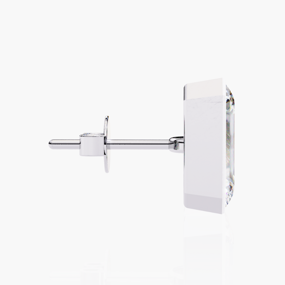 Emerald Cut Lab Grown Diamond Stud Earrings | 14K Gold