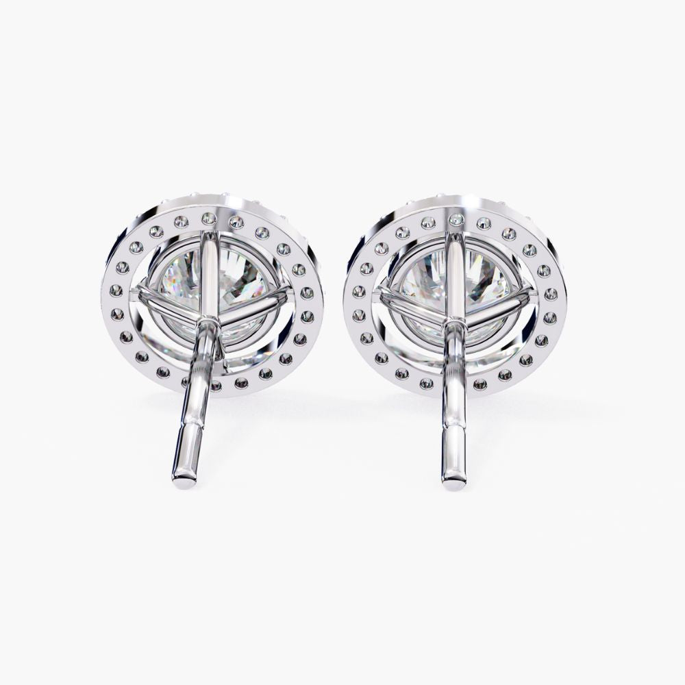 Lab Grown Diamond Cluster Stud Earrings | 14K Gold