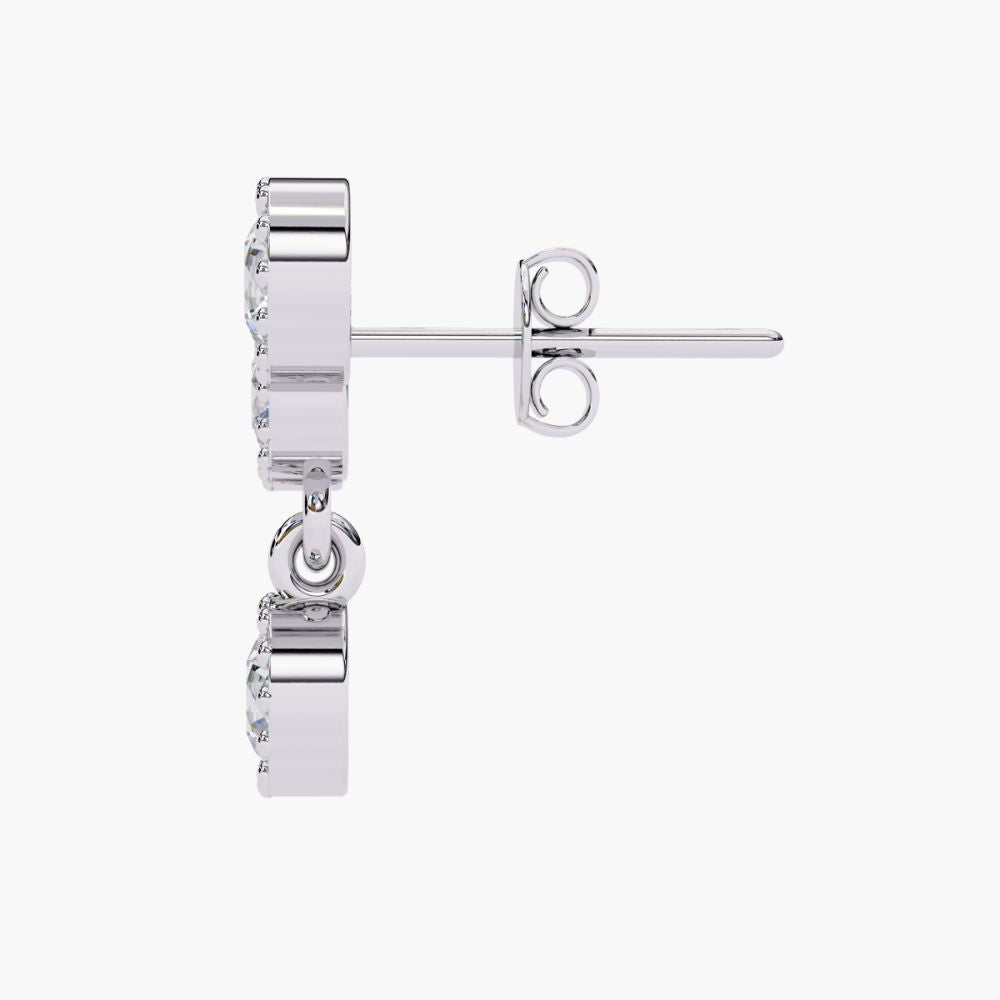 Natural Diamond Ear Climber Stud Earrings | 14K Gold