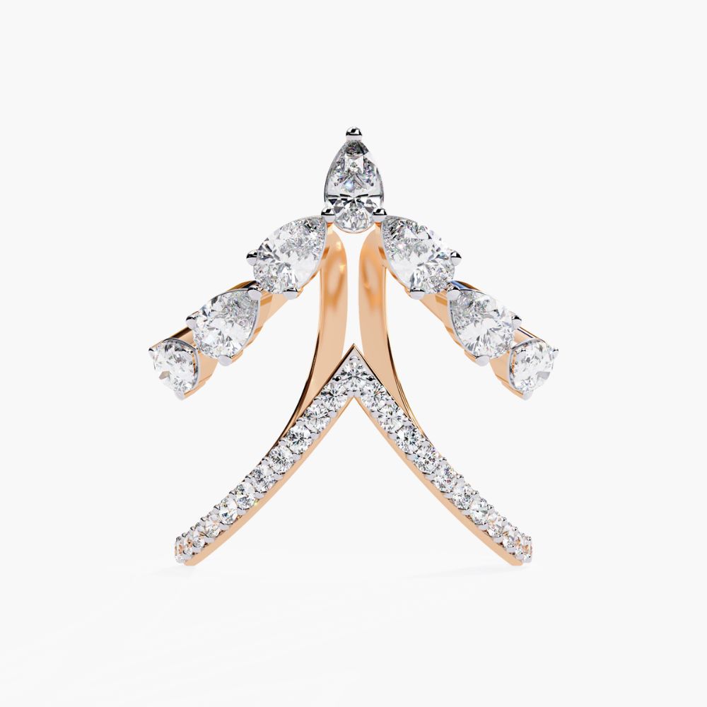 Chevron Double V Design Ring | Lab Grown Diamonds | 14K Gold