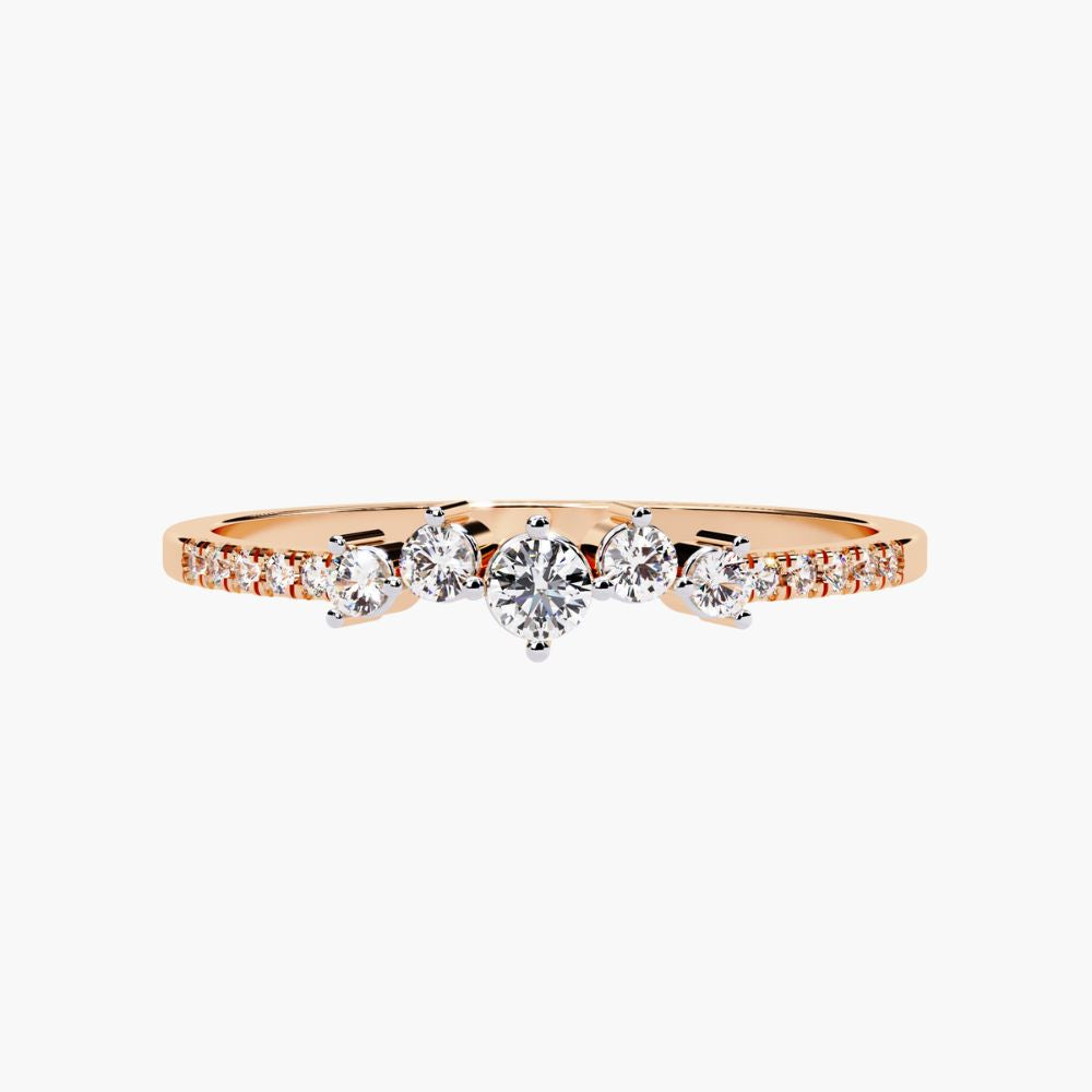 Unique Curved Cluster Ring | Lab Grown Diamonds | 14K Gold