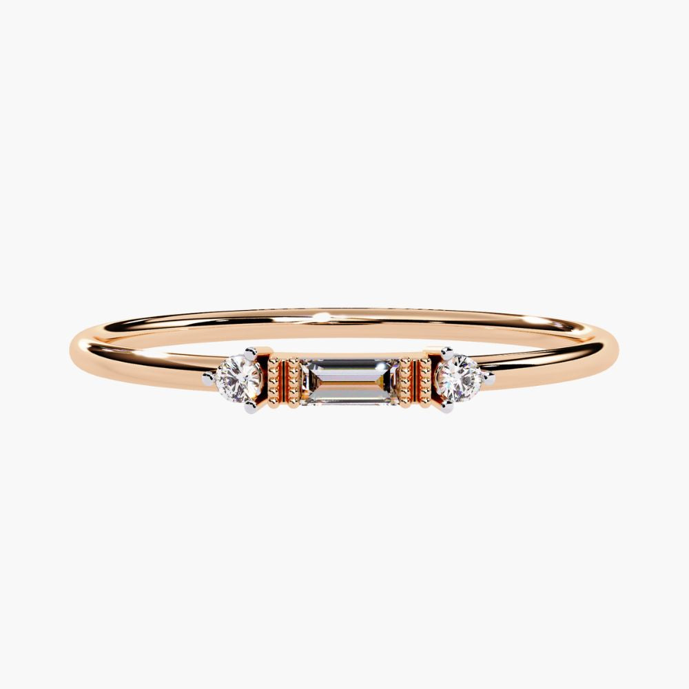 Dainty Baguette Ring | Natural Diamond | 14K Gold