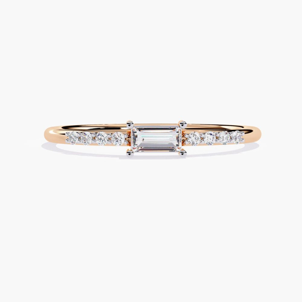 Dainty Baguette Ring | Lab Grown Diamond Elegance | 14K Gold