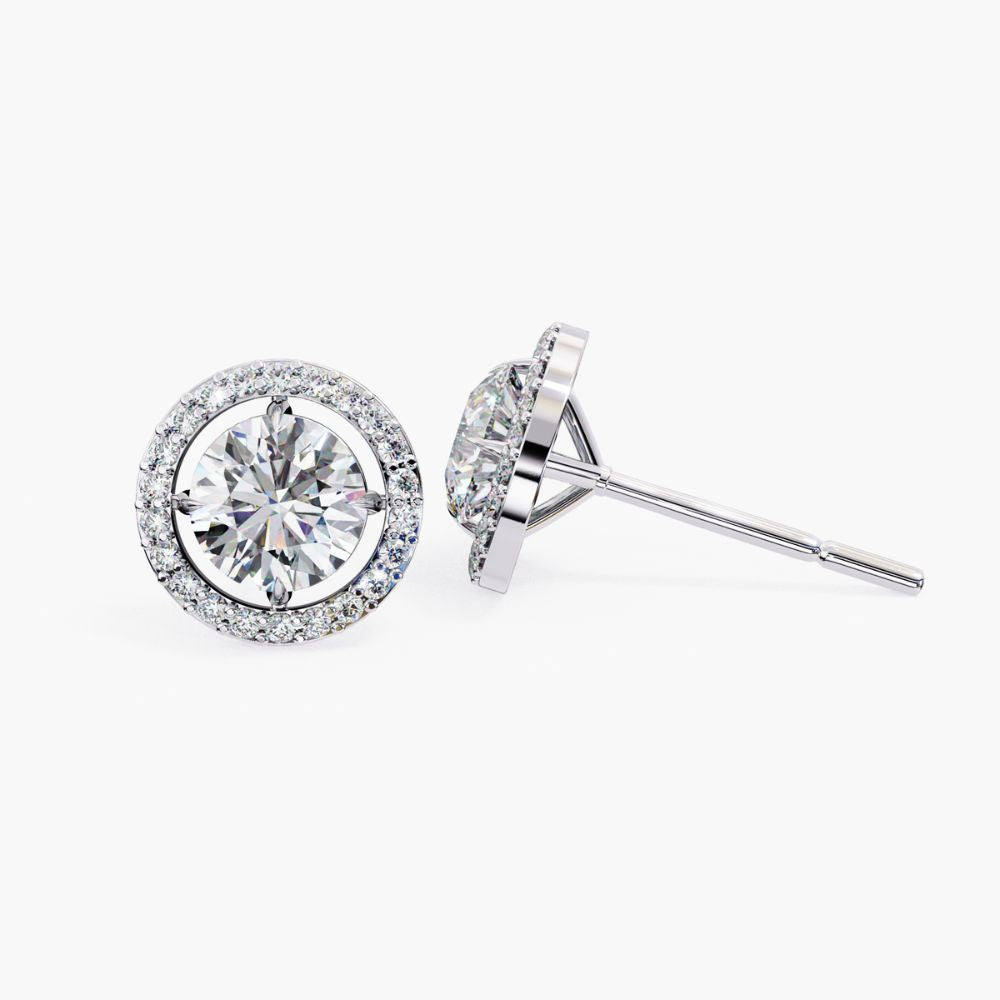 Lab Grown Diamond Cluster Stud Earrings | 14K Gold