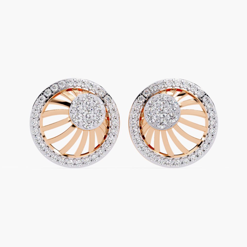 Diamond Cluster Circle Earrings | Lab Grown Diamonds | 14K Gold
