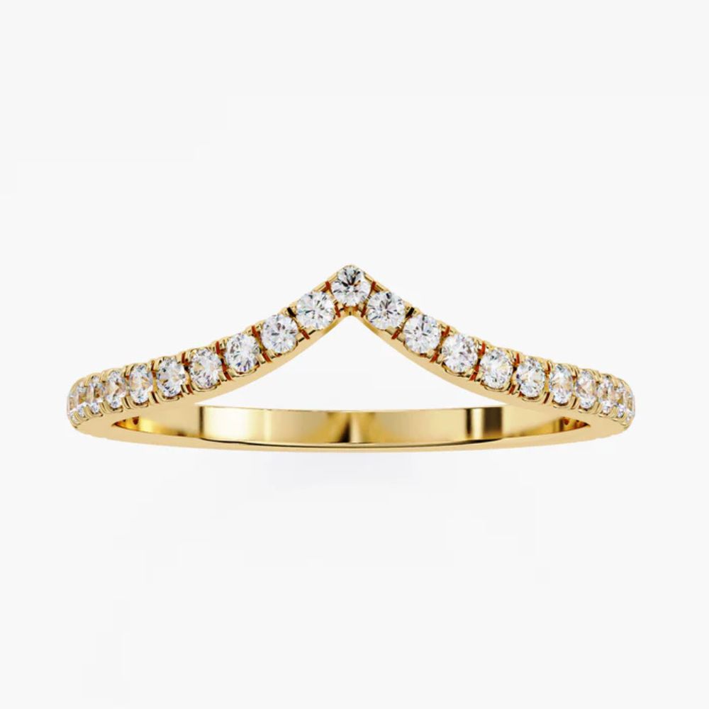 V Shaped Lab Grown Diamond Ring | 14K Gold Crown Ring