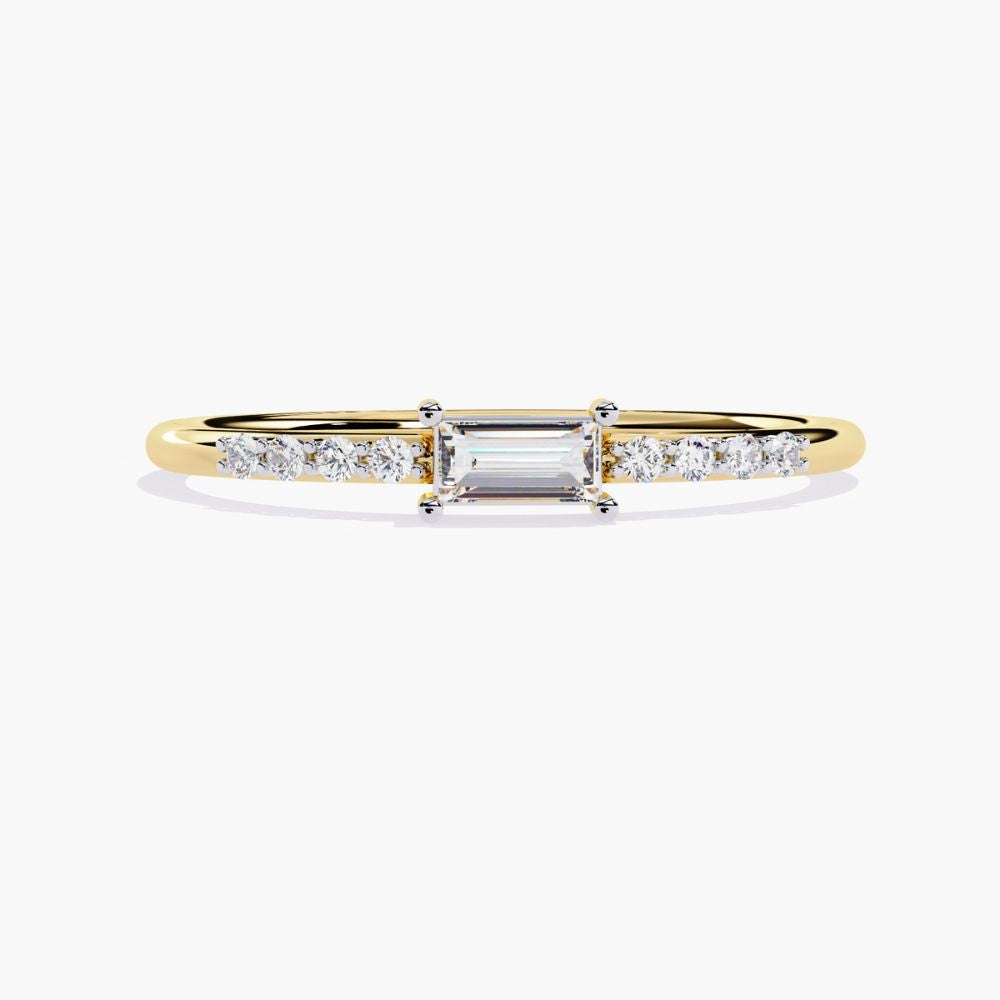 Dainty Baguette Ring | Lab Grown Diamond Elegance | 14K Gold