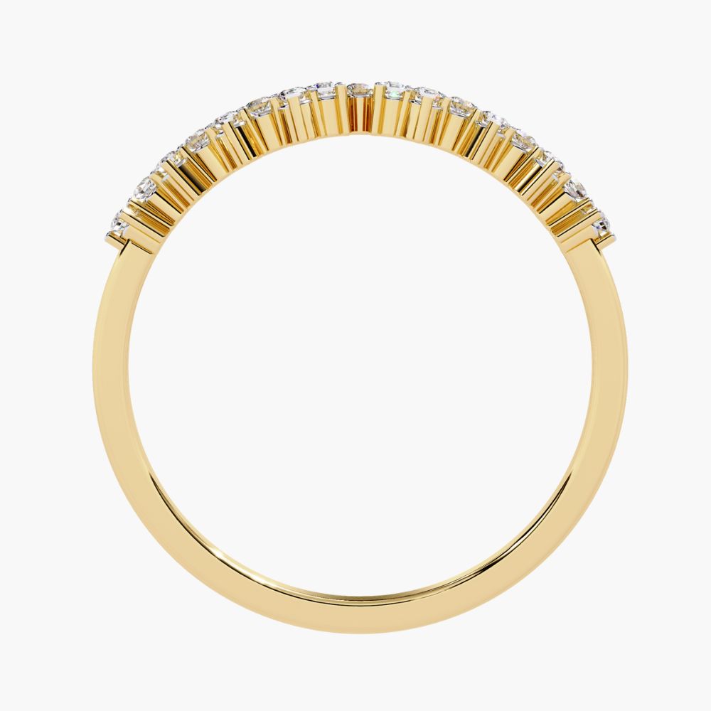 Curved Diamond Wedding Band | Natural Diamonds | 14K Gold