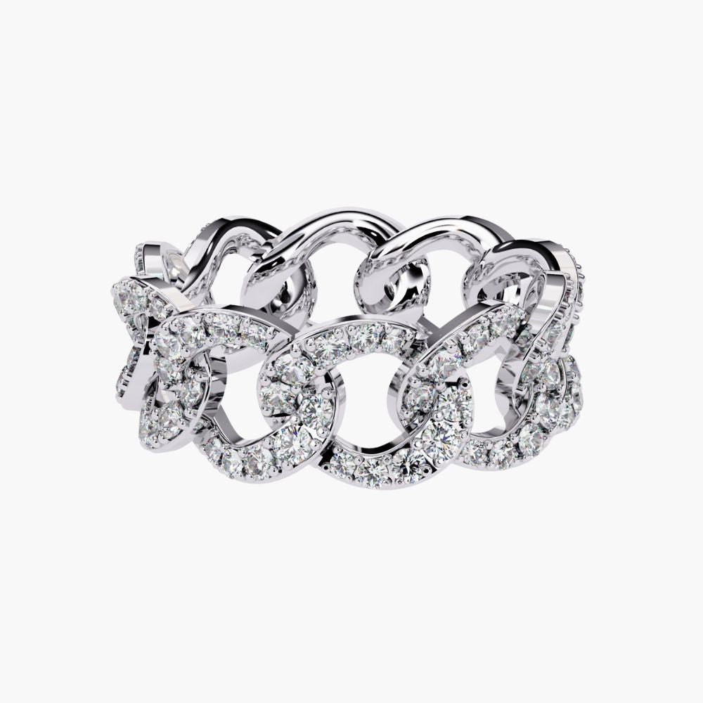 Chain Link Diamond Eternity Ring | Natural Diamond | 14K Gold