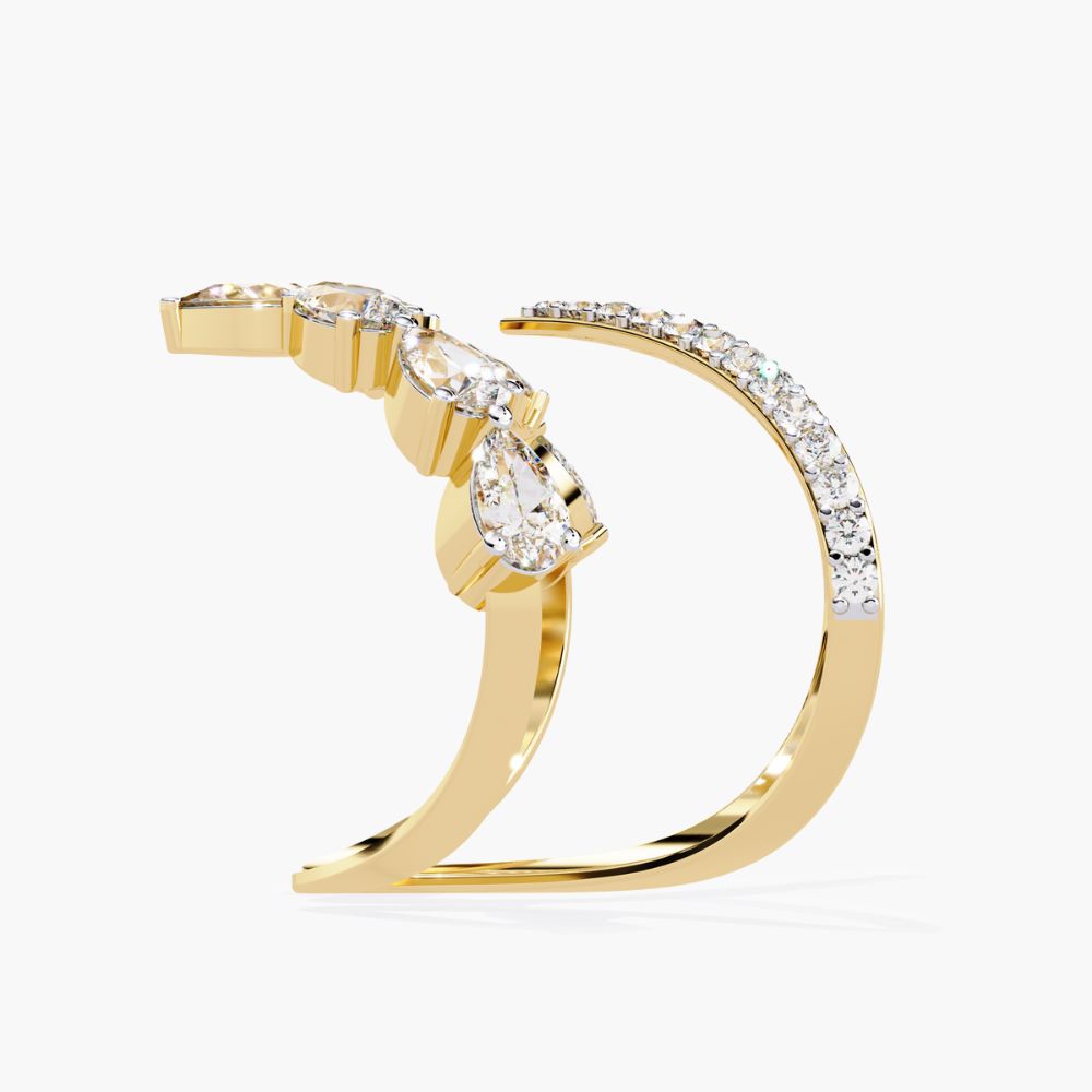 Chevron Double V Design Ring | Lab Grown Diamonds | 14K Gold