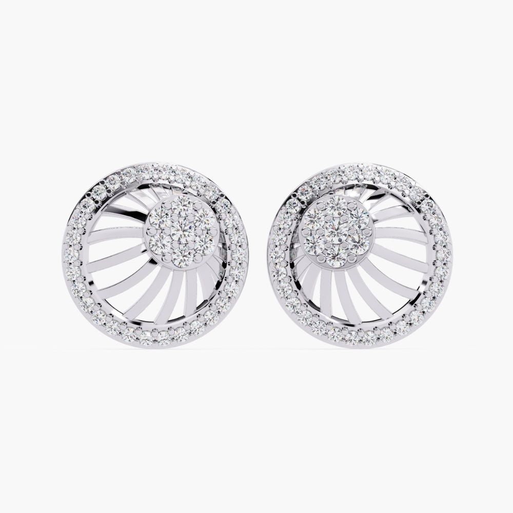 Diamond Cluster Circle Earrings | Lab Grown Diamonds | 14K Gold