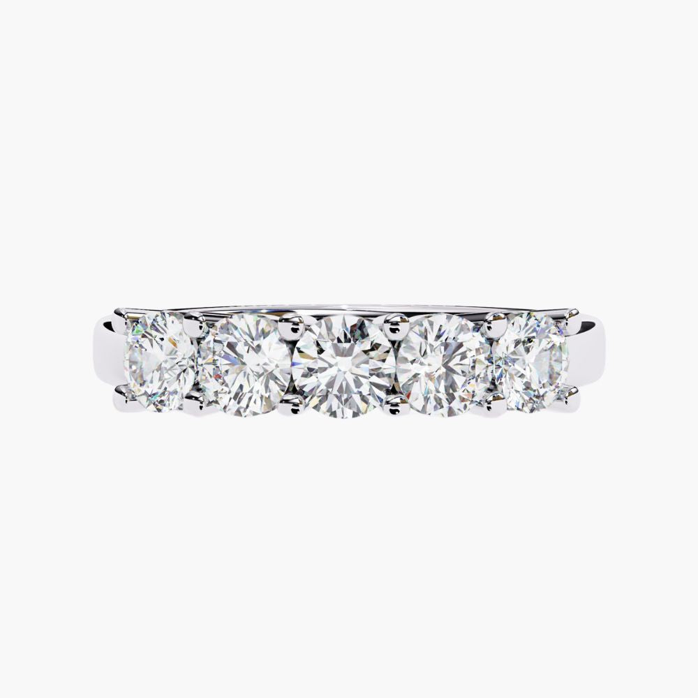 Round Cut Lab Grown Diamond Ring | Half Eternity Band | 14K Gold
