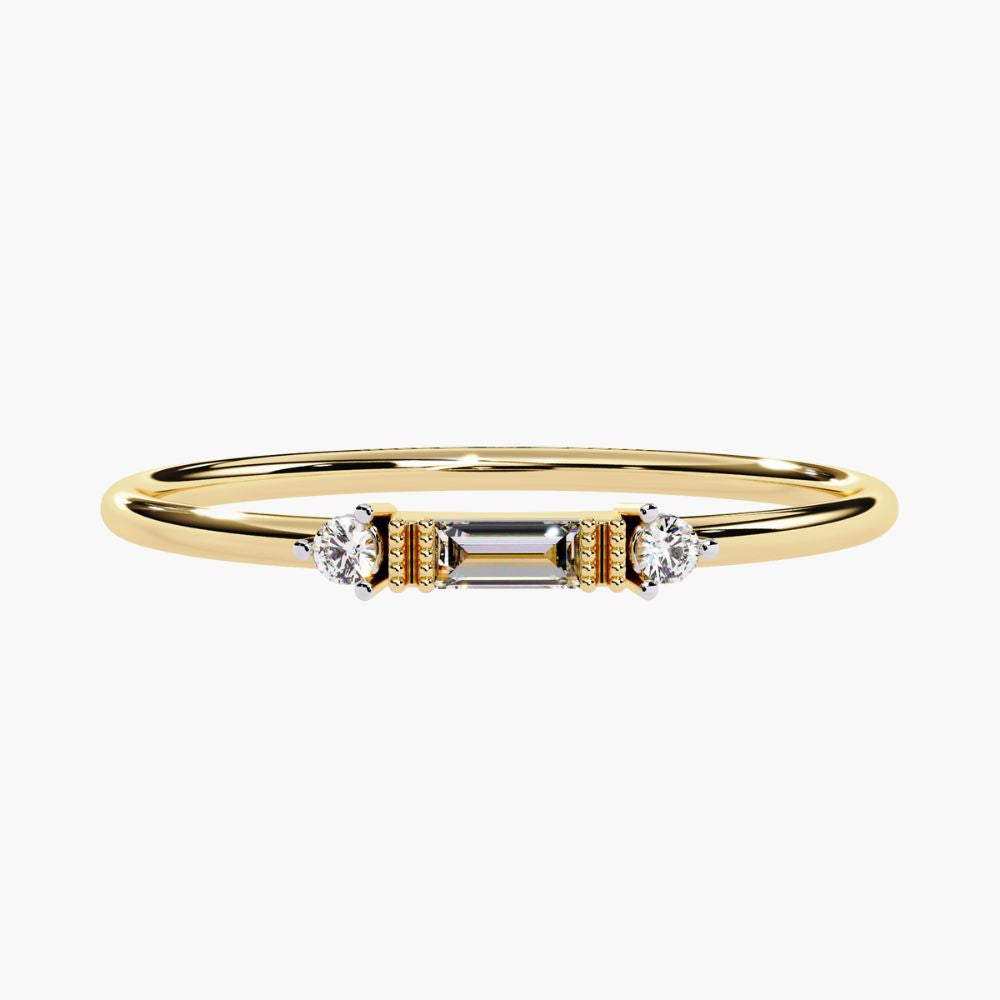 Dainty Baguette Ring | Natural Diamond | 14K Gold