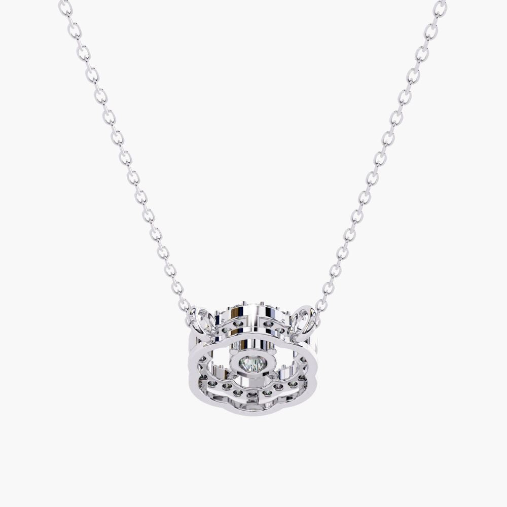 Minimalist Round Natural Diamond Flower Pendant | 14K Gold